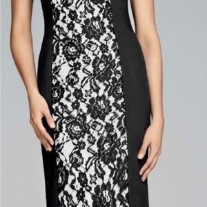 Shelby & Palmer Black and White Floral Lace Midi Dress